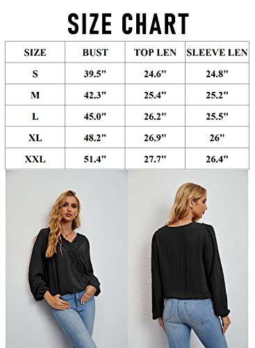 Lolong V Neck Long Sleeve Blouses Tops For Women Casual Dressy Chiffon Lace Pom Poms Shirts Pink #TOP4