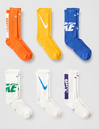 Image of Nike Unisex Kids' Everyday Cushioned Crew Socks (6-Pack) | Boys and Girls