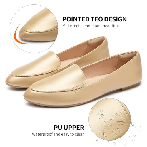Image of FINIWOR Loafers for Women Flats Shoes Women Pointed Toe Dress Shoes Comfortable Memory Foam Penny Loafers Slip On Shoes