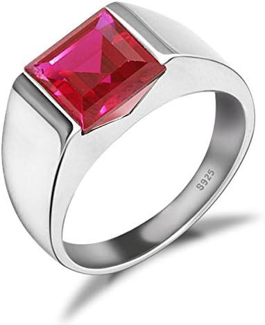Jewelrypalace Men's Square 2-3ct Natural Smoky Quartz Created Ruby Alexandrite Sapphire Simulated Emerald Engagement Ring, 14K White Gold Plated 925 Sterling Silver Promise Rings, Gemstone Jewelry - Image 4