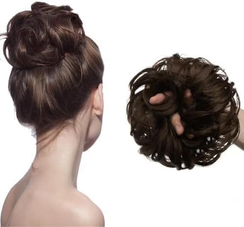 FUSIONCART Messy Bun Hair Extension for Women | Natural Brown Juda Hair Bun with Elastic Rubber Band | Artificial Fake Hair Donut Scrunchie for Wedding, Party & Daily Styling | 1 Pc-image-42