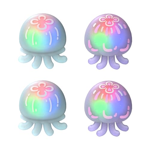 Image of PlayVital Cute Universal Illuminated LED Thumbstick Grips for ps5, for ps4, Joystick Caps for Xbox Series X /S, for Xbox One, Switch Pro Controllers, Joystick Protection - Jellyfish Purple & Blue