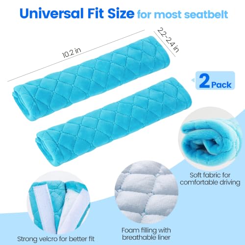 Image of Amooca Soft Auto Seat Belt Cover Seatbelt Shoulder Pad Cushions 2 PCS for a More Comfortable Driving Universal Fit for All Cars and Backpack Blue