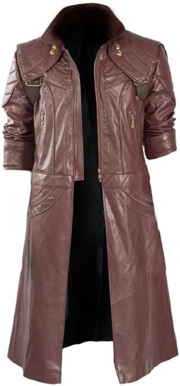 LP-FACON DMC Dant-e - Disfraz de cosplay para hombre, chaqueta de cuero granate