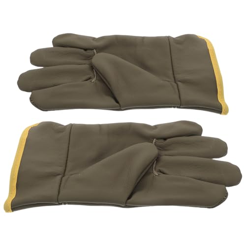 Beavorty Guanti da Saldatura Resistenti al Calore in Pelle Scura, Guanti da Lavoro Antiscivolo per Saldatori e Riparazioni Auto, Protezione Mani per Barbecue, Forno e Giardinaggio