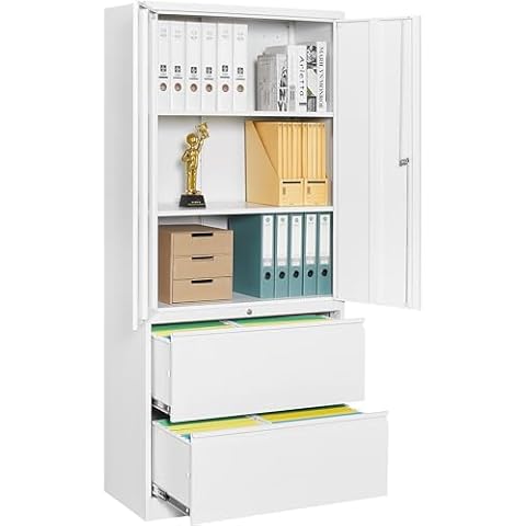 SISESOL Metal Storage Cabinet with Drawers Cover