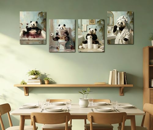 Image of Frimeeme Funny Panda Bathroom Wall Art,Unframed, 8x10 Inch