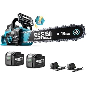 SEESII 40V 16-Inch Cordless Electric Chainsaw,2000W Brushless Chain Saw