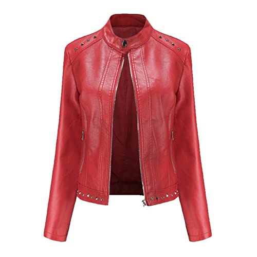 Veste en cuir femme pour motards et balades d'automne en plein air