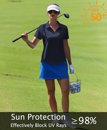 Image of PINSPARK Womens Golf Shirt Short Sleeve Polos UPF 50+ Collared Tennis Tops