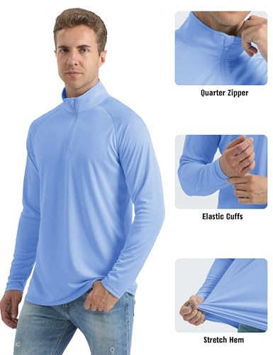 Image of MAGCOMSEN Men's Quarter Zip Pullover Long Sleeve Sweatshirts Fleece Lined Golf Pullover Thermal Gym Workout Tops