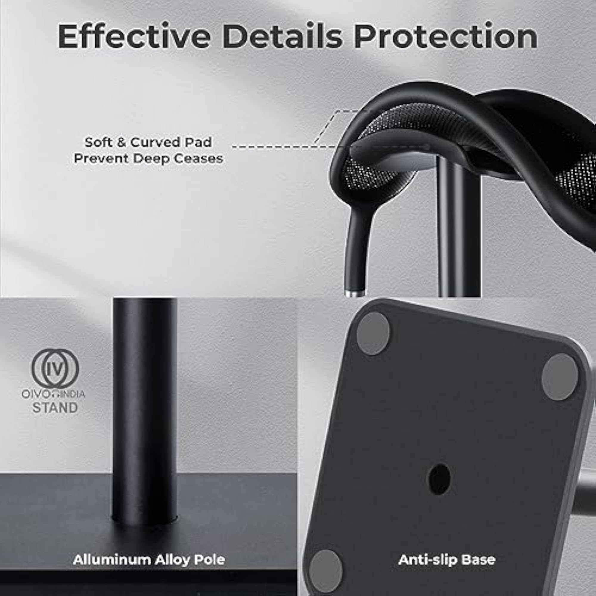 Headphone Stand with Aluminum Supporting Bar