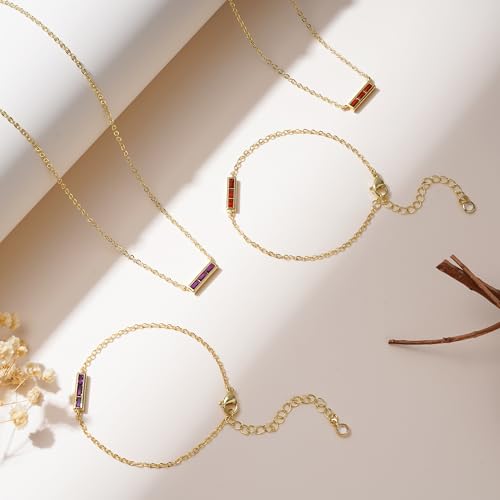 Turandoss Birthstone Necklace for Women, Dainty 14K Gold Plated 12 Months Birthstone Layered Necklaces, Trendy Birthday Jewelry Gifts for Women Teen Girls 6