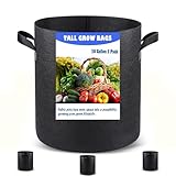 Growpropel Taller Grow Bags for Deep Root Plants, 20 Gallon 3 Pack Thickened Nonwoven Fabric Pots with Short Handles, Washable Reusable Cloth Plant Bags for Vegetables, Pond Aquatic Plants