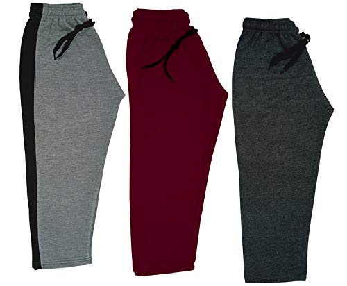 Image of indi weaves Kids Unisex Solid Fleece Warm Track Pants Winter Lower for Boys & Girls (Dark Grey; Maroon; Grey; 3-4 Years) Pack of 3