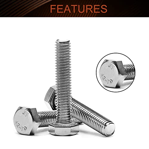 Image of MroMax 5Pcs M8-1.25 x 40mm Hex Head Screws Bolts, 316 Stainless Steel | Fully Threaded, Marine Grade A4-316, Corrosion Resistant, Silver, for Machinery & Marine Hardware, Replacement Fasteners