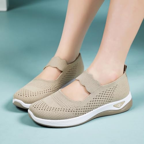 Orthopedic Sneakers for Women Woven Orthopedic Breathable Soft Shoes Slingback Hands Free Comfort Non Slip Soft Sole Diabetic Walking Shoe Wide Width Casual Going Out Footwear4