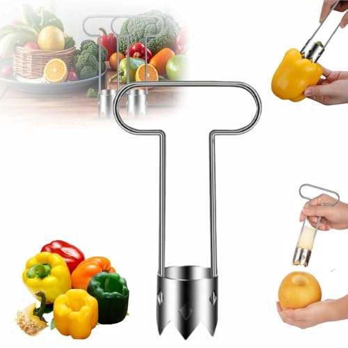 Red Bell Pepper Seed Corer,2025 New Stainless Steel Fruite Corer,Vegetable Corer Tool Cutter Pepper Seed Remover Tool,For Vegetables Fruit Corer Kitchen Gadget (1 PCS)