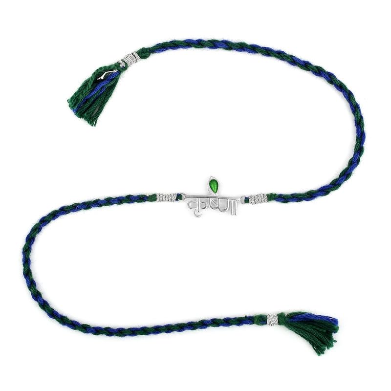 Image of ROOVI Pure 925 Sterling Silver Rakhi for Bhai with Roli Chawal