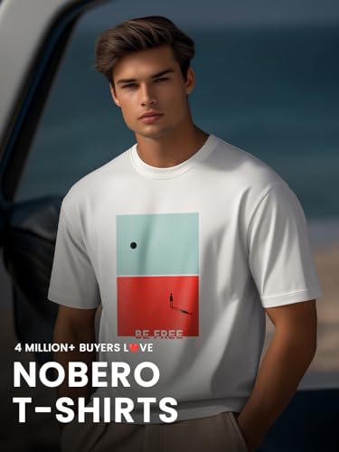 Image of Nobero 100% Cotton Tshirts for Men Combo Pack of 3 | Regular Fit | Printed | Round Neck Half Sleeve