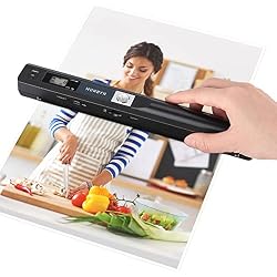 MUNBYN Portable Scanner, 900 DPI Handheld Wand Scanner, A4, 16GB SD, Black | A4 document/photo scanning, JPG/PDF output, flat scanning, USB transfer to PC/laptop, 16GB SD card included, no driver needed
