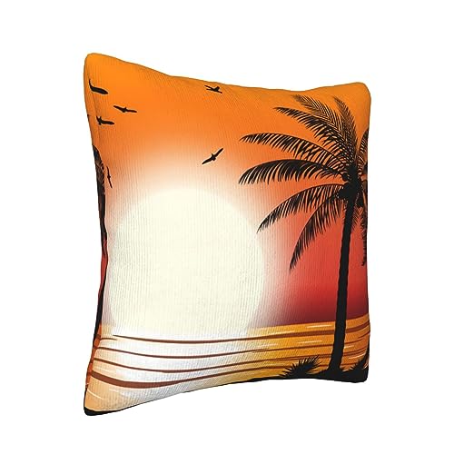 Housse de coussin en velours côtelé palmier 45x45 cm de qualité supérieure