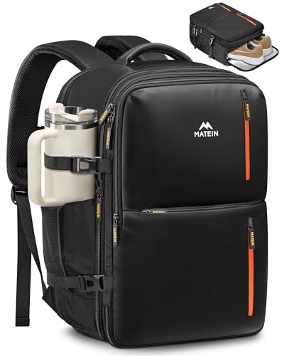 MATEIN Personal Item Travel Backpack 18x14x8 with Shoe Compartment Detachable, Expandable Underseat Backpack for Spirit Airlines Fit 17