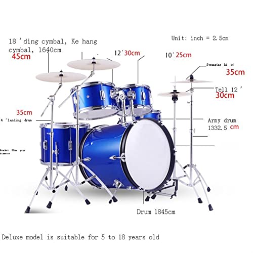 Batteria per adulti – Kit completo di percussioni con bacchette e trono, ideale per apprendimento e pratica