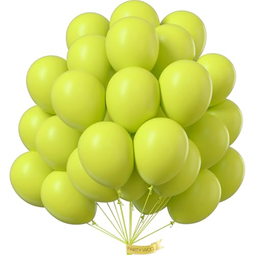 Image of PartyWoo Lime Green Balloons 50pcs Light Pastel Kelly Green Color 12 Inch