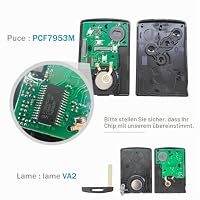AULESSE 4 Tasten Funkschlüssel Schlüssel mit 433 MHz Chip PCF7953M/4A – Ansicht 5