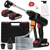 Cordless Pressure Washer, 6-in-1 Nozzle Portable Battery Powered Pressure Washer Handheld with 2 Battery Powered, 18bar Portable High Pressure Cordless Power Washer for Car/Floor/Patio Cleaning(black)