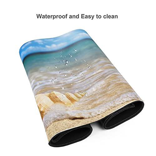Tapis de souris imperméable Ocean Seashell grand format avec base en caoutchouc antidérapant