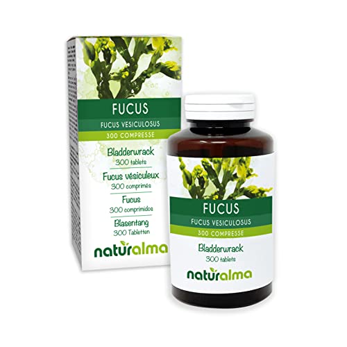 Fucus o Sargazo vejigoso (Fucus vesiculosus) talo (alga) Naturalma - 150 g - 300 comprimidos - Complemento alimenticio - Natural y Vegano