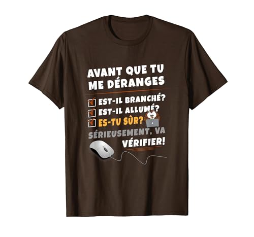 Homme Réparateur d'Ordinateur, Geek Informaticien T-Shirt, Homme, Marron, L