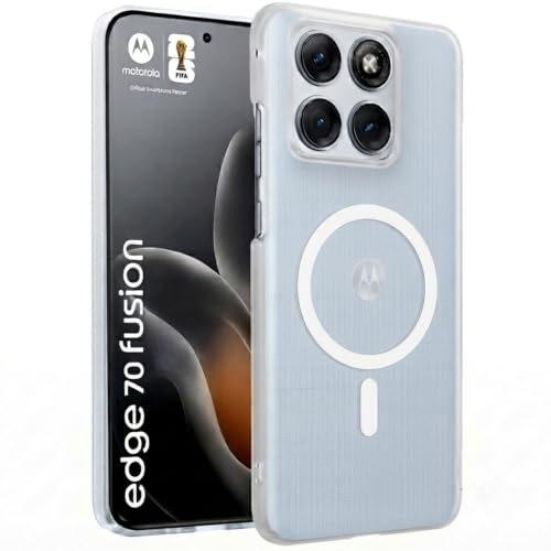 Image of DIZORO Matte Case for Motorola Edge 70 Fusion Compatible with MagSafe, Camera Lens Full Protection, Shockproof Translucent Frosted TPU Soft Phone Cover, Anti-Fingerprint (White)