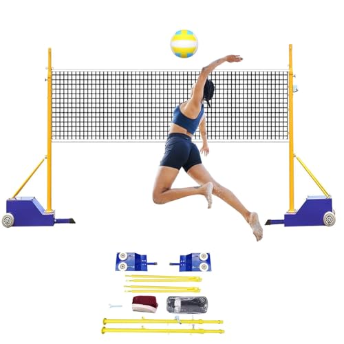 Heavy Duty Volleyball/Badminton 2 in 1 Net Set,Volleyball/Badminton Net Poles for Backyard, 5ft-6.8ft Adjustable Height,for Adults Kids Stadium
