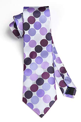 Image of HISDERN Polka Dot Ties for Men Classic Silk Ties and Pocket Square Formal Business Necktie Handkerchief Wedding Party