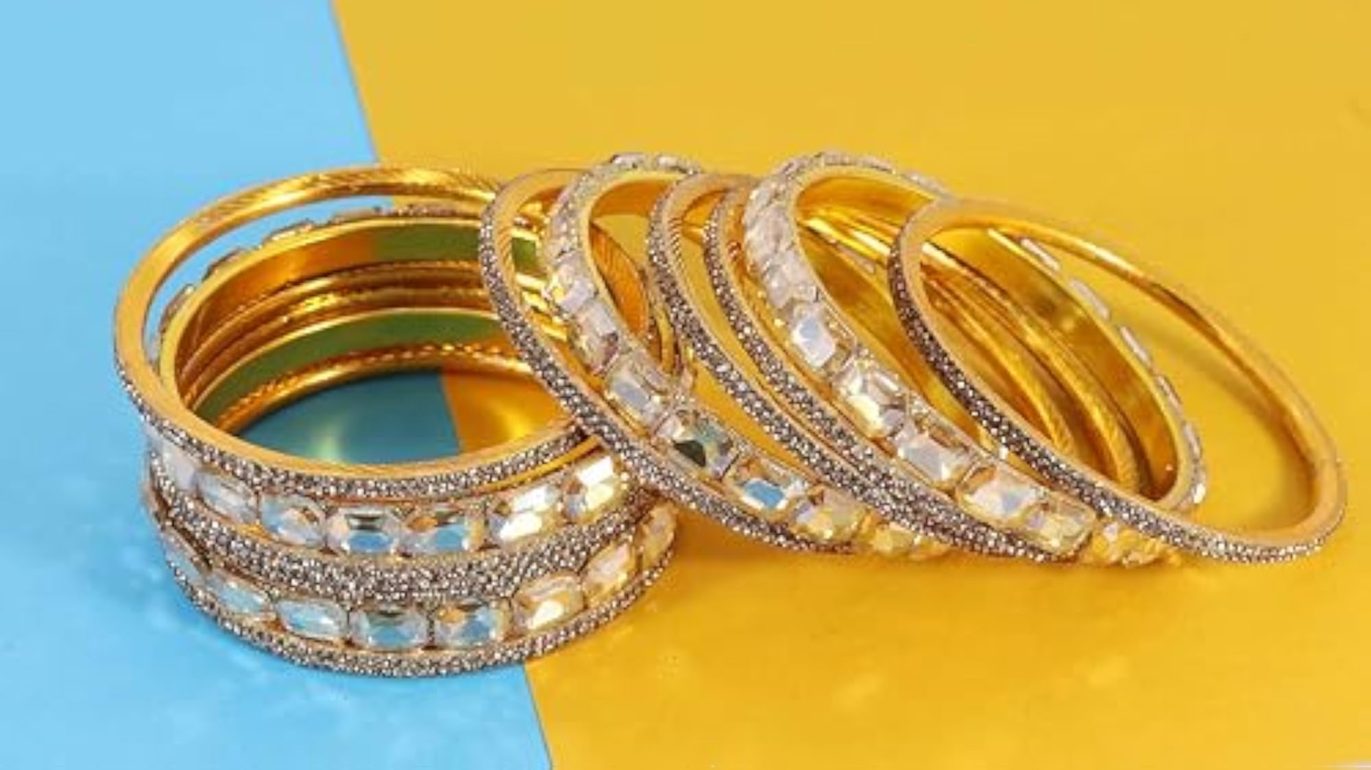 Stylish Metal AD Diamond Bangles Kada Set For Fashionable Wedding