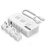Voltage Converter, GEARGO 230W Power Converter Step Down 220V to 110V Universal Travel Adapter for Hair Straightener, Curling Iron with 4-Port USB Charging UK/AU/EU/IT/US Worldwide Plug Adapter White