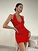 BEAGIMEG Women's Sexy Bodycon Sleeveless Criss Cross Ruched Halter Mini Dress Party Club Dress red
