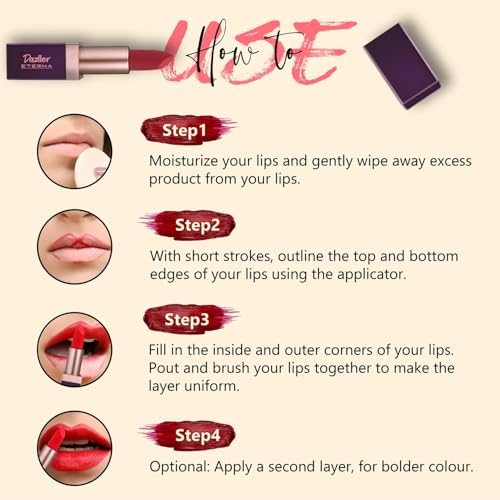 Image of Dazller Eterna Lip Eleganz Lipstick, 4g (1002 - Orange Tan) Glossy Finish - Creme Sheen, Smudge-proof, Lightweight, Feather-proof