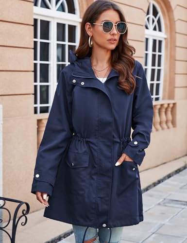Bloggerlove Rain Jacket with Hood Waterproof Navy Blue XX-Large4