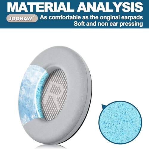 Image of Full Cooling Gel Replacement Earpads for Bose QuietComfort QC35 Headphones Ear Pads Cushions with Breathable Ice Silk Fabric, High-Density Noise Cancelling Foam - Gray