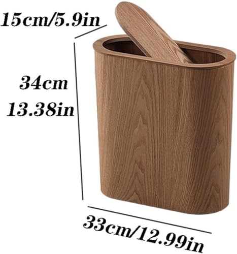 Caneca de basura ovalada de madera con tapa tipo push miniatura 2