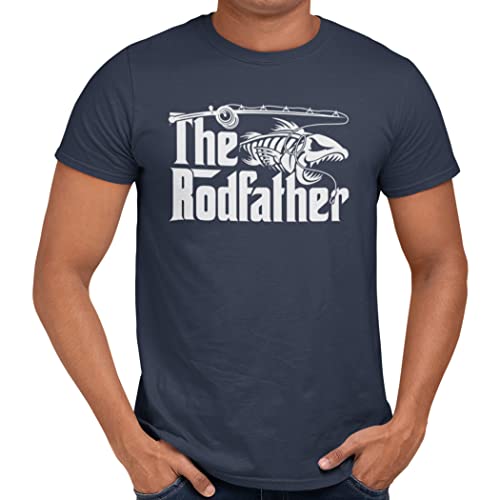 Image of Getting Shirty The Rodfather Men and Women's Funny Unisex Fishing T-Shirt (as8, Alpha, 3X_l, Regular, Regular, Blue)