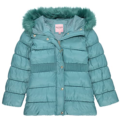 Juicy Couture Girls Coat, Faux Fur Hooded Winter Jacket, Warm Padded Parka Hoodie, Kids Heavyweight...