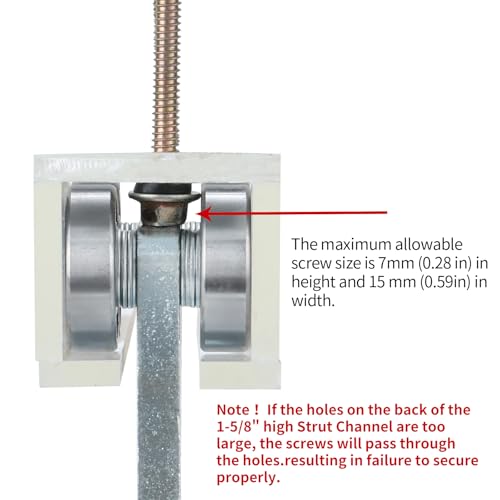 Fuperoo 2-Wheel Trolley Assembly Rollers.Strut Channel Rollers Trolley.for use with 1-5/8" Wide and All 1-5/8" or Taller Strut Channel.(20) — view 3