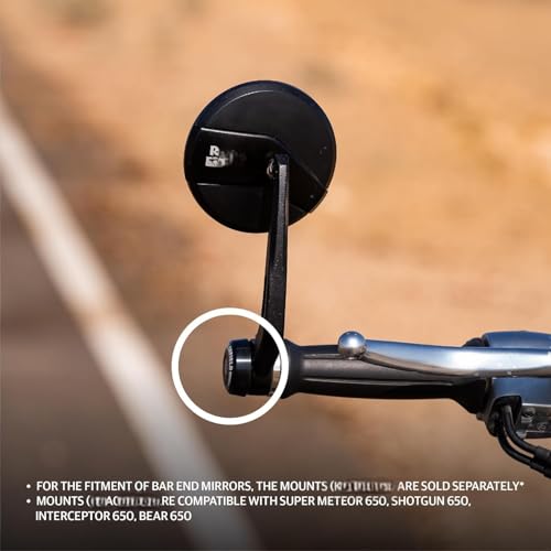 Image of Mv Bar End Rear View Mirror Made With Aluminum Embossed Re Logo Compatible With All Re For Bikes Like Meteor,Hunter 350,Interceptor 650-Black