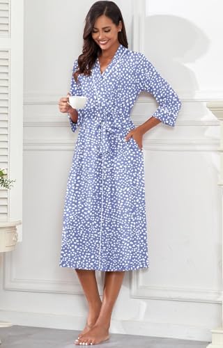 Image of PrinStory Womens Robe Long Knit Bathrobe Lightweight Soft Robes Ladies Bath Robe