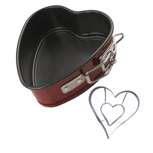 Zenker Set Mini Tortiera a Cerniera Cuore 10.5 cm Acciaio al Carbonio Antiaderente (230°C) + Tagliabiscotti Linzer Cuore 2-in-1 in Acciaio Inox, Perfetto per Dolci a tema